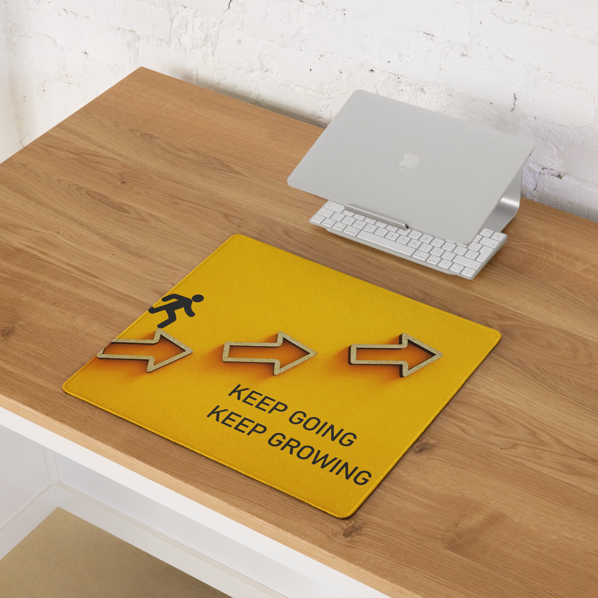 Yellow Motivational Mouse Pad Printed Keep Going Keep Growing Desk Accessory For Home Office Modern Minimal