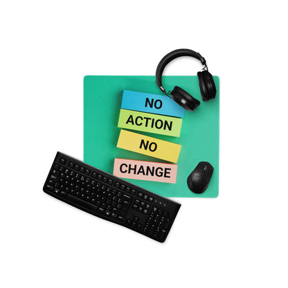 Green Motivational Mouse Pad With No Action Sticky Notes Design Large Non Slip Desk Mat For Gaming And Productivity