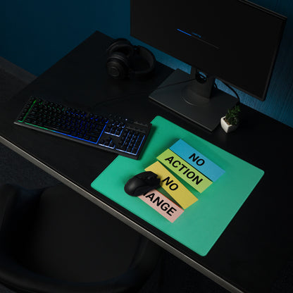 Green Motivational Mouse Pad With No Action Sticky Notes Design Large Non Slip Desk Mat For Gaming And Productivity