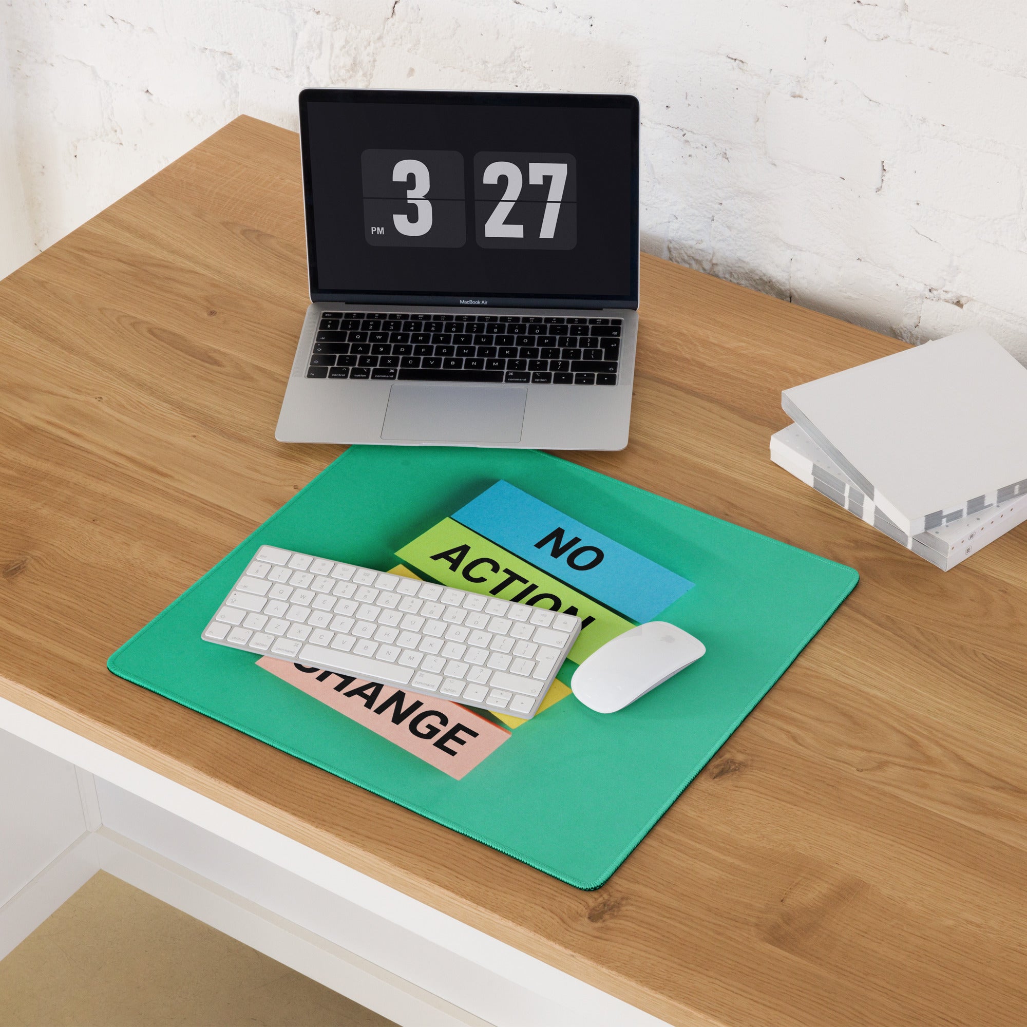 Green Motivational Mouse Pad With No Action Sticky Notes Design Large Non Slip Desk Mat For Gaming And Productivity