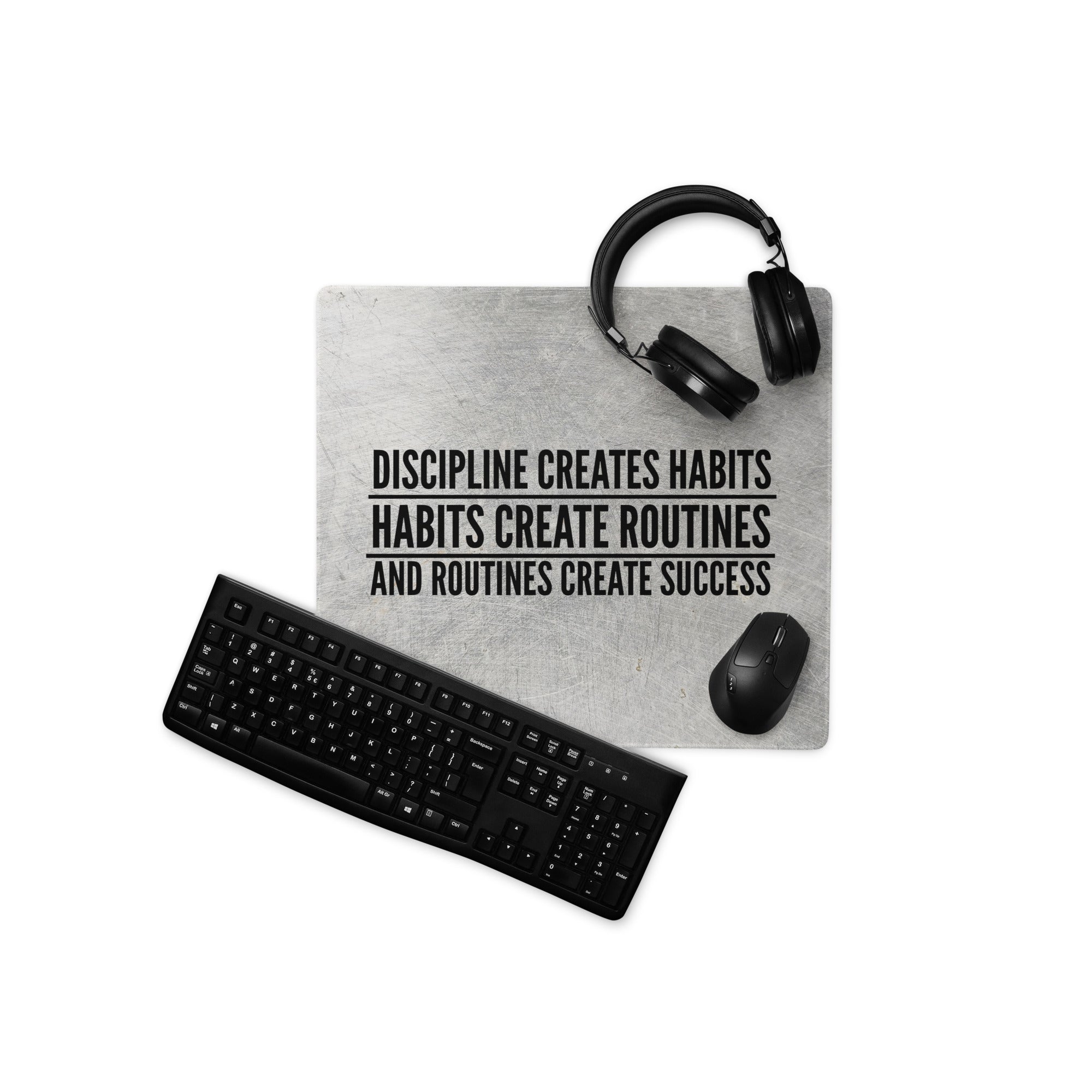 Motivational Quote Mouse Pad Silver Gray Desk Mat For Office And Gaming Modern Industrial Style Typography