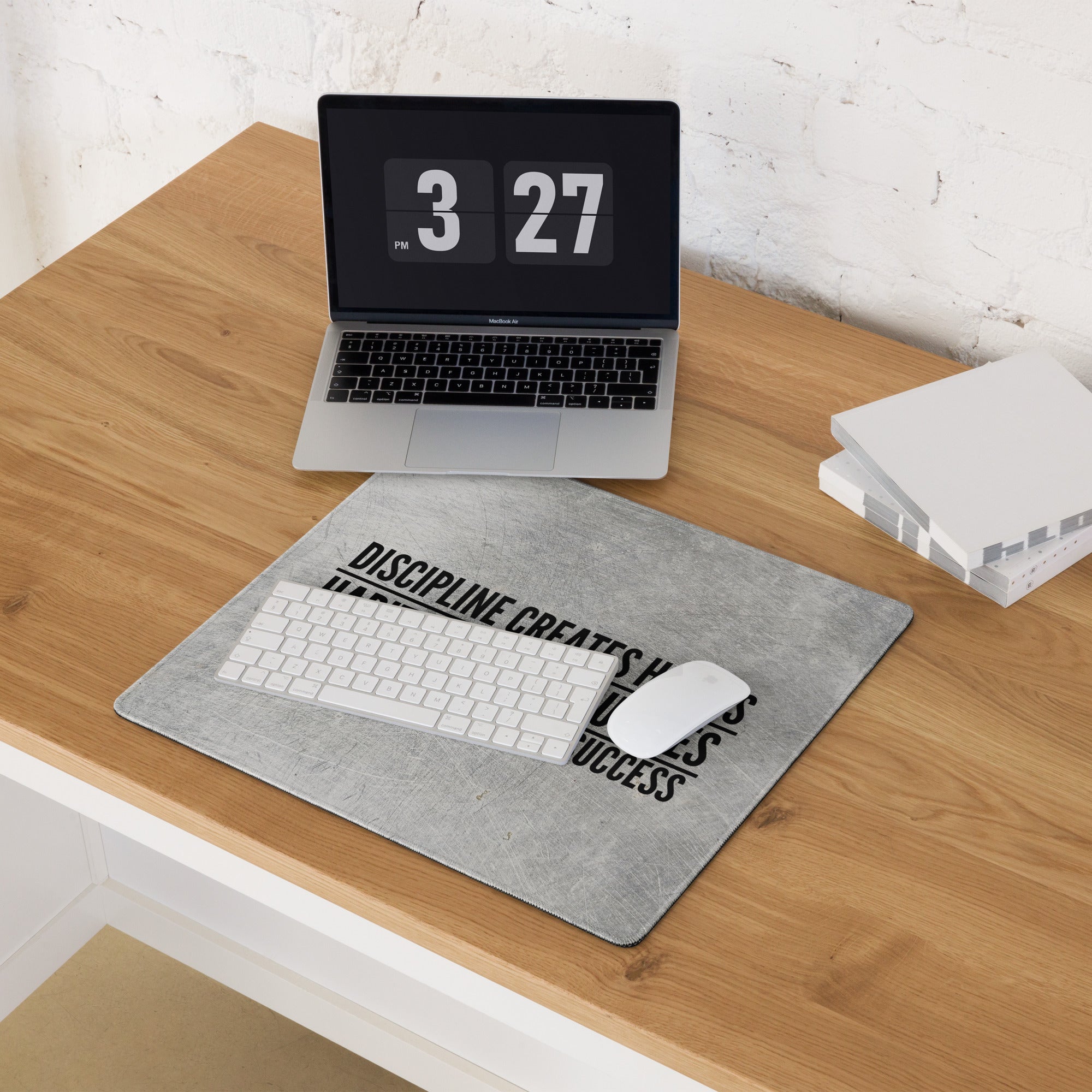Motivational Quote Mouse Pad Silver Gray Desk Mat For Office And Gaming Modern Industrial Style Typography