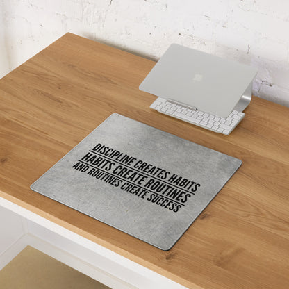 Motivational Quote Mouse Pad Silver Gray Desk Mat For Office And Gaming Modern Industrial Style Typography