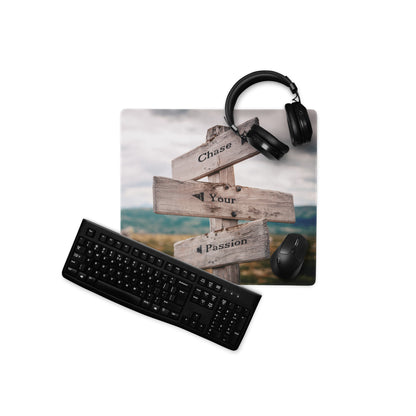 Chase Your Passion Rustic Wood Sign Mouse Pad Brown Tones For Office Desk Motivational Workspace