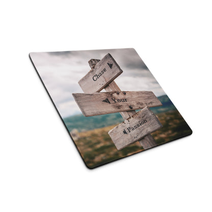 Chase Your Passion Rustic Wood Sign Mouse Pad Brown Tones For Office Desk Motivational Workspace