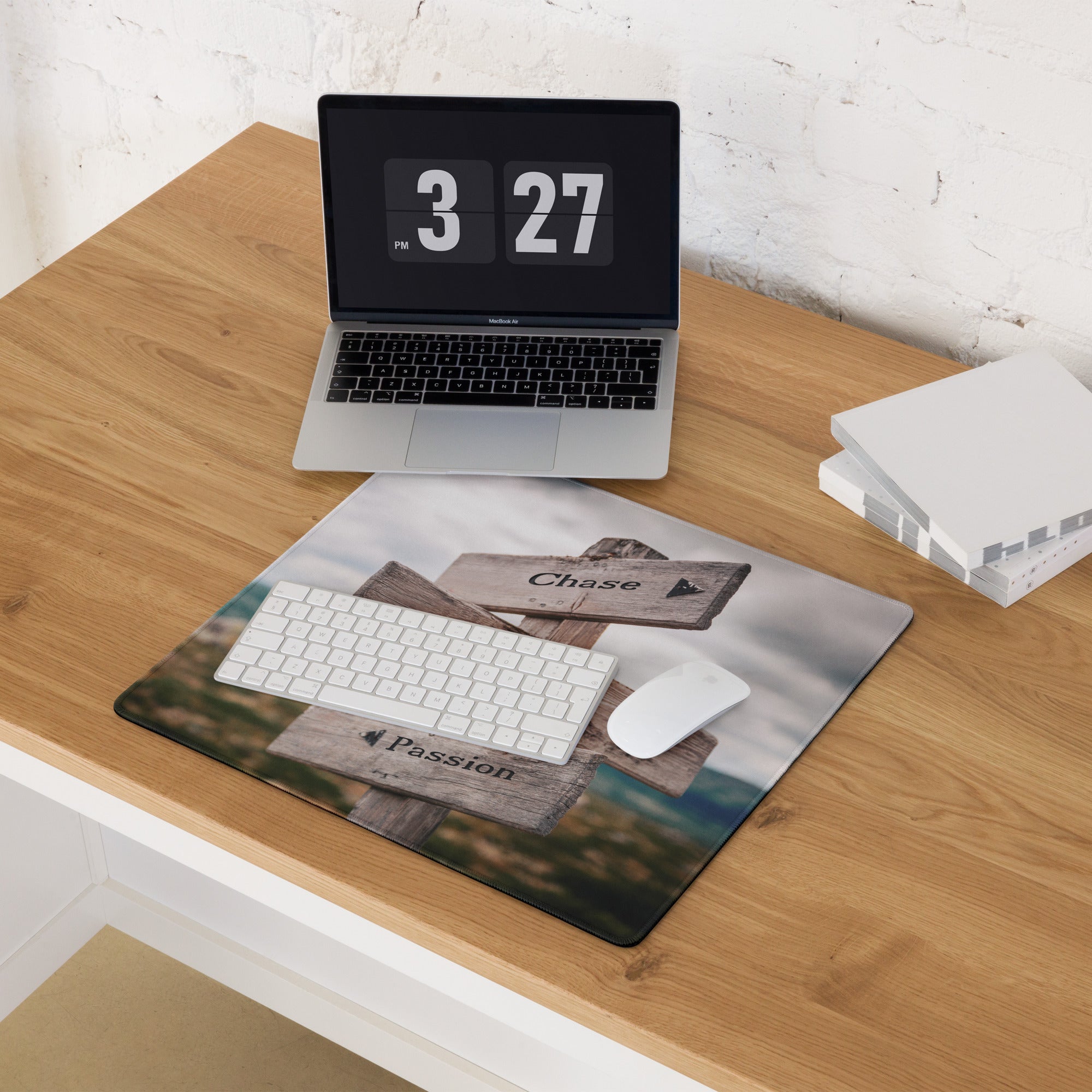 Chase Your Passion Rustic Wood Sign Mouse Pad Brown Tones For Office Desk Motivational Workspace