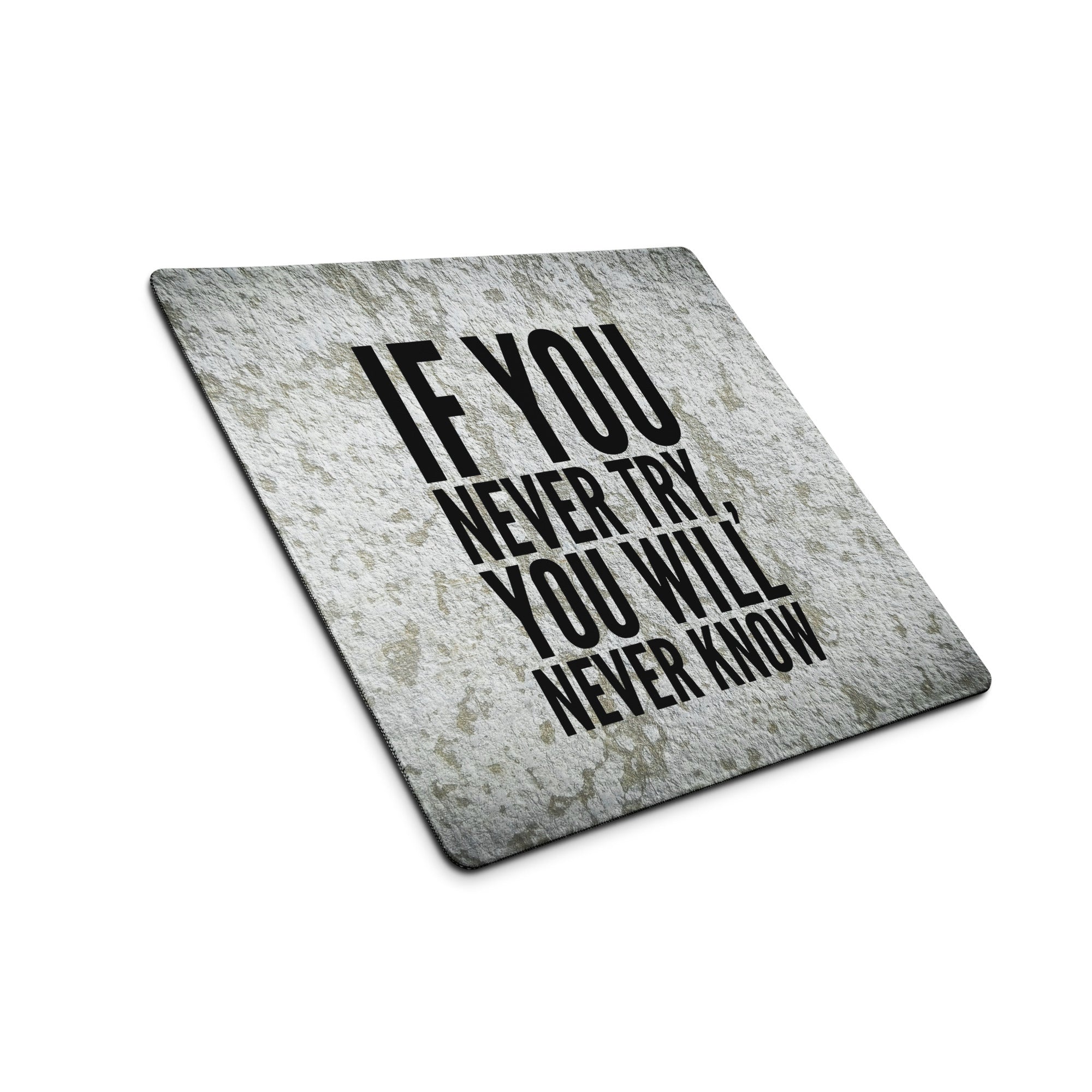 Motivational Quote Mouse Pad Gray Black Desk Office Minimalist Stone Texture Non Slip