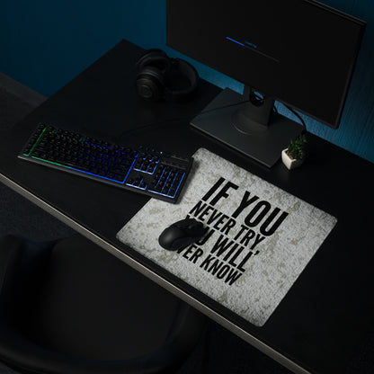 Motivational Quote Mouse Pad Gray Black Desk Office Minimalist Stone Texture Non Slip