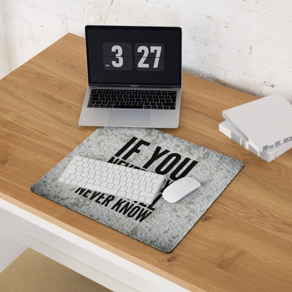 Motivational Quote Mouse Pad Gray Black Desk Office Minimalist Stone Texture Non Slip