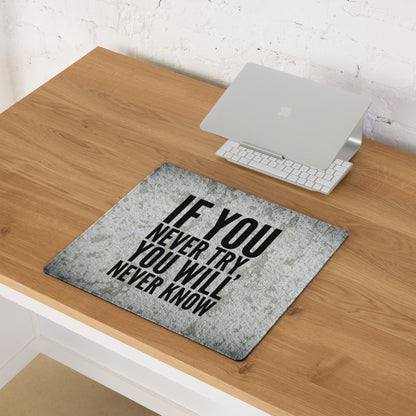 Motivational Quote Mouse Pad Gray Black Desk Office Minimalist Stone Texture Non Slip