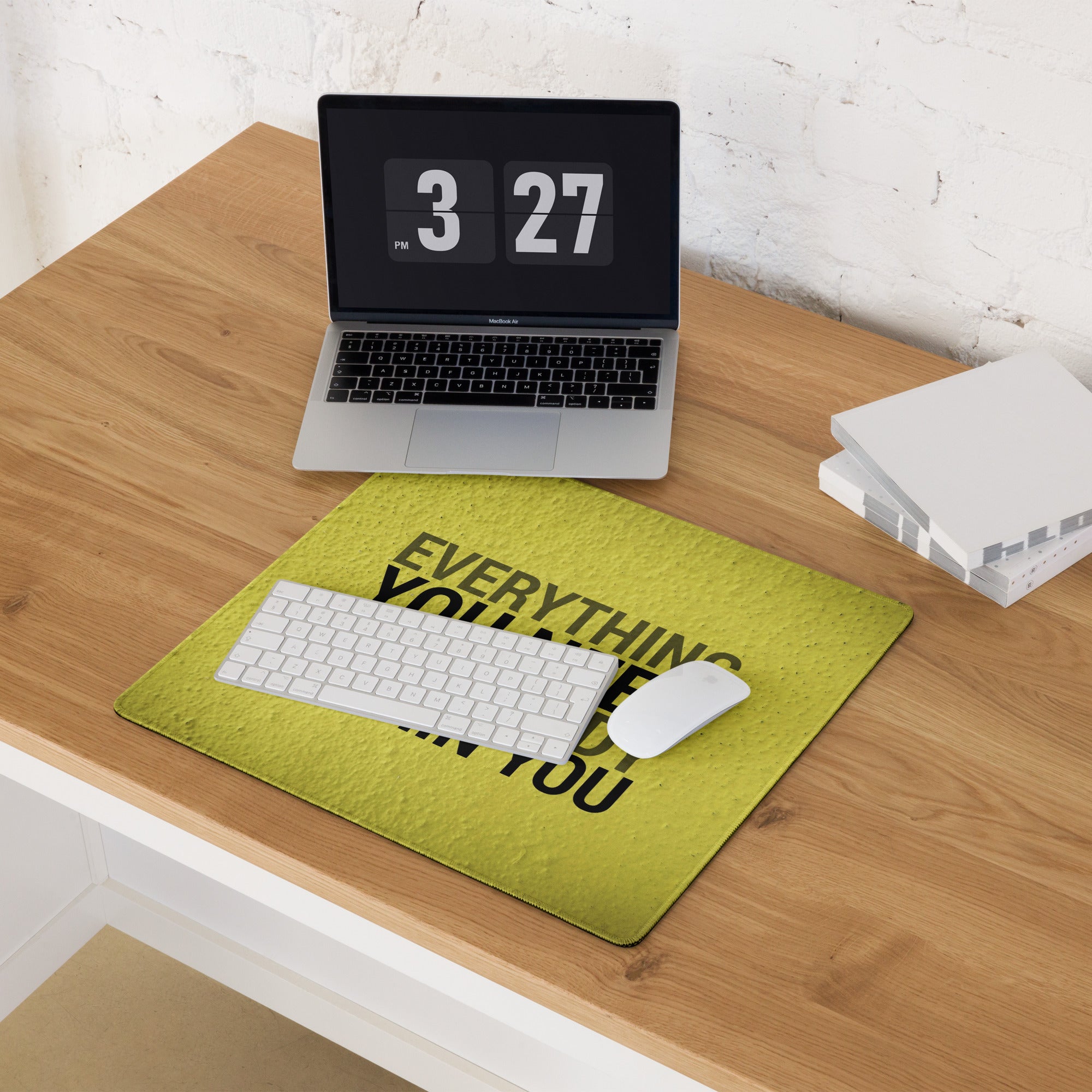 Yellow Motivational Mouse Pad For Desk With Bold Typography Modern Minimal Office Decor