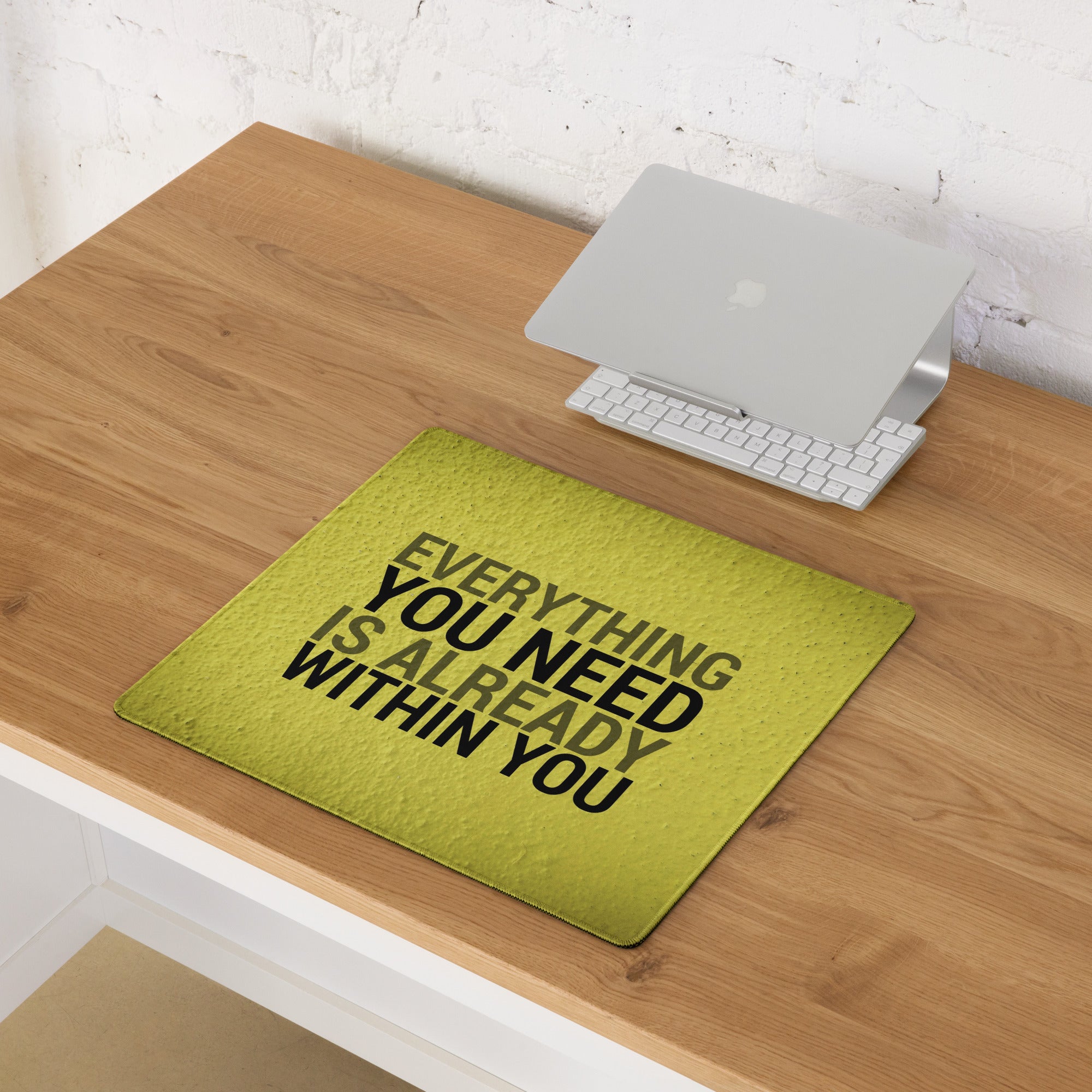 Yellow Motivational Mouse Pad For Desk With Bold Typography Modern Minimal Office Decor
