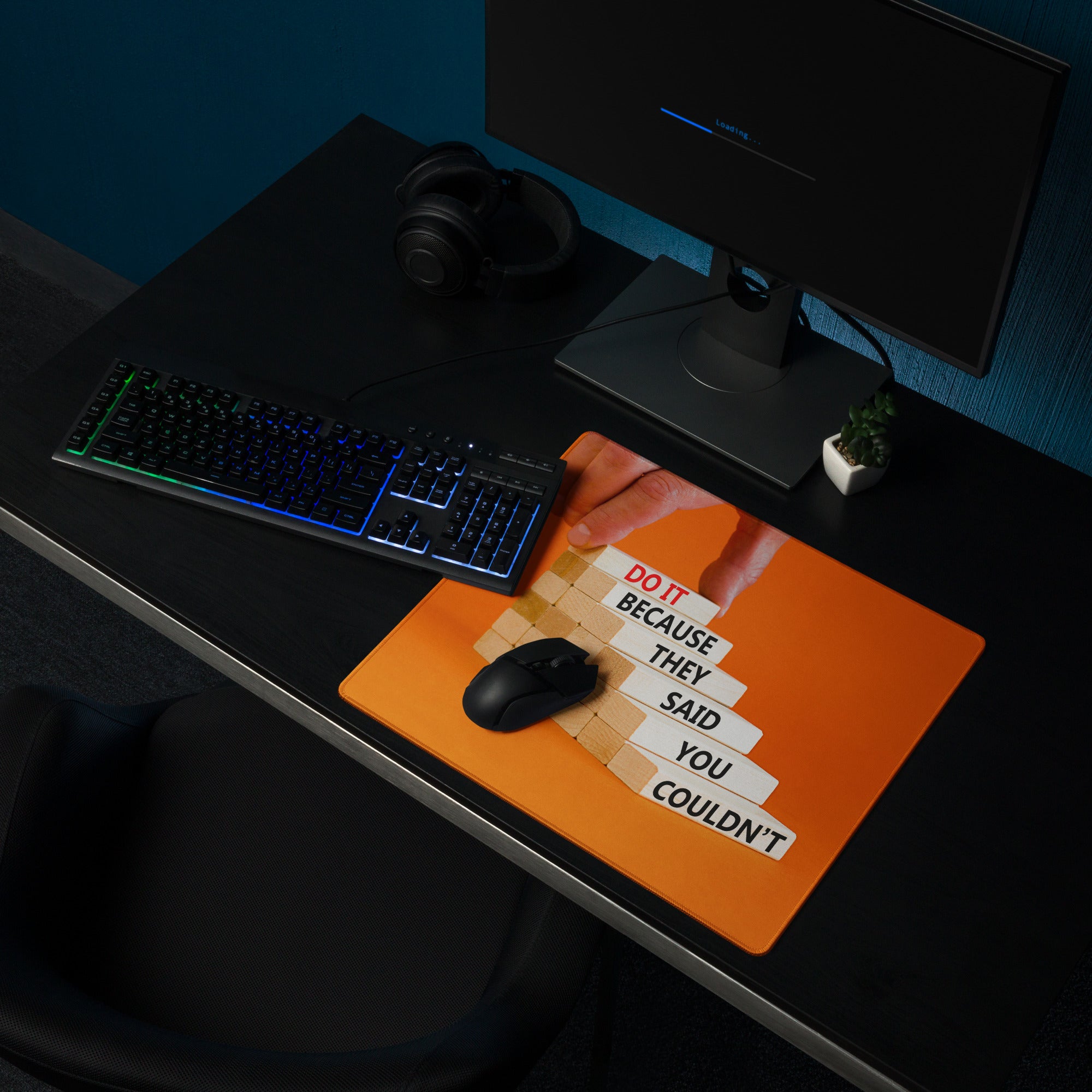 Motivational Orange Mouse Pad For Desk Office Setup For Gaming Large Size With Non Slip Backing Typography Style