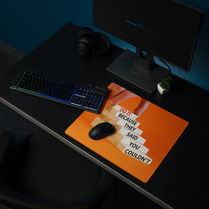 Motivational Orange Mouse Pad For Desk Office Setup For Gaming Large Size With Non Slip Backing Typography Style