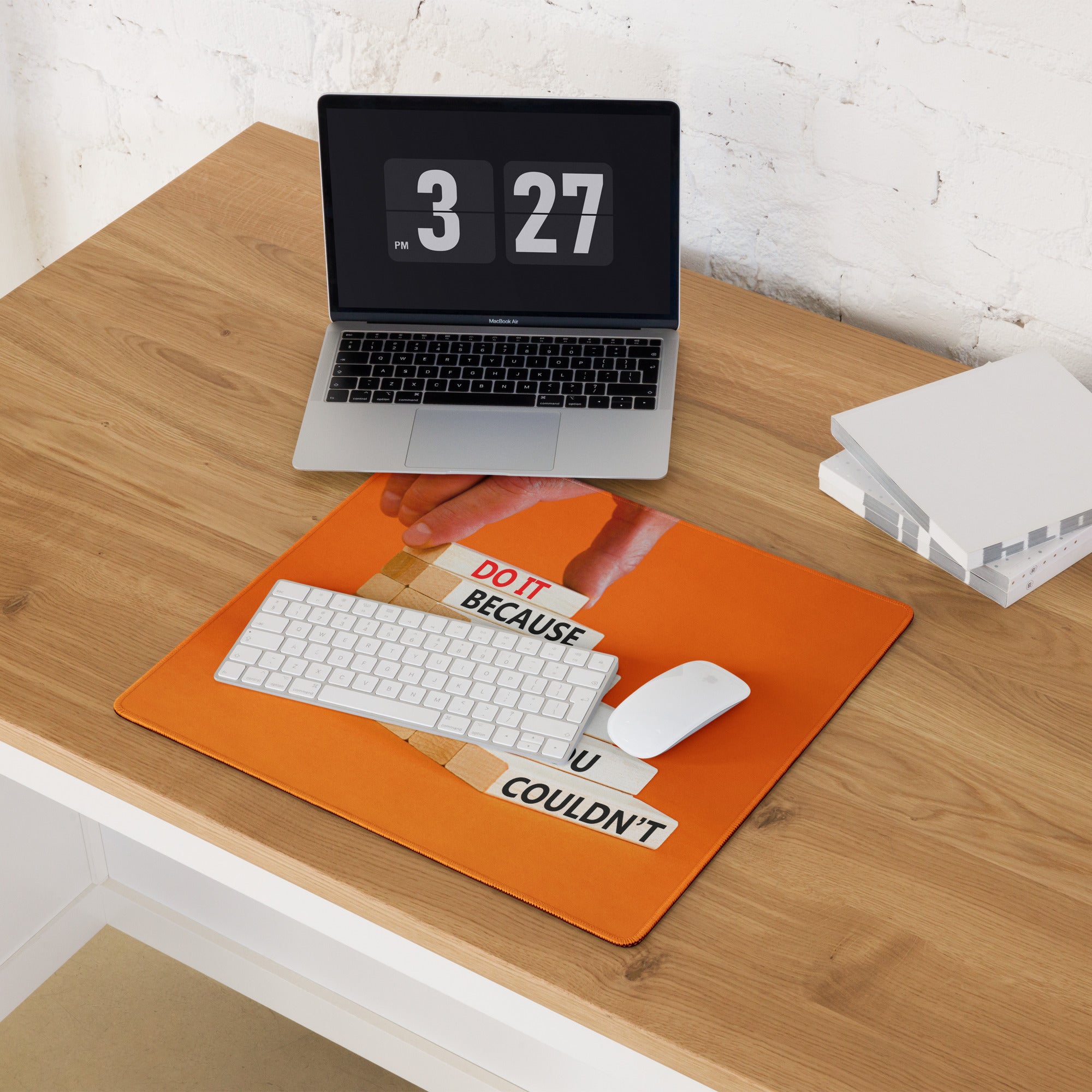 Motivational Orange Mouse Pad For Desk Office Setup For Gaming Large Size With Non Slip Backing Typography Style