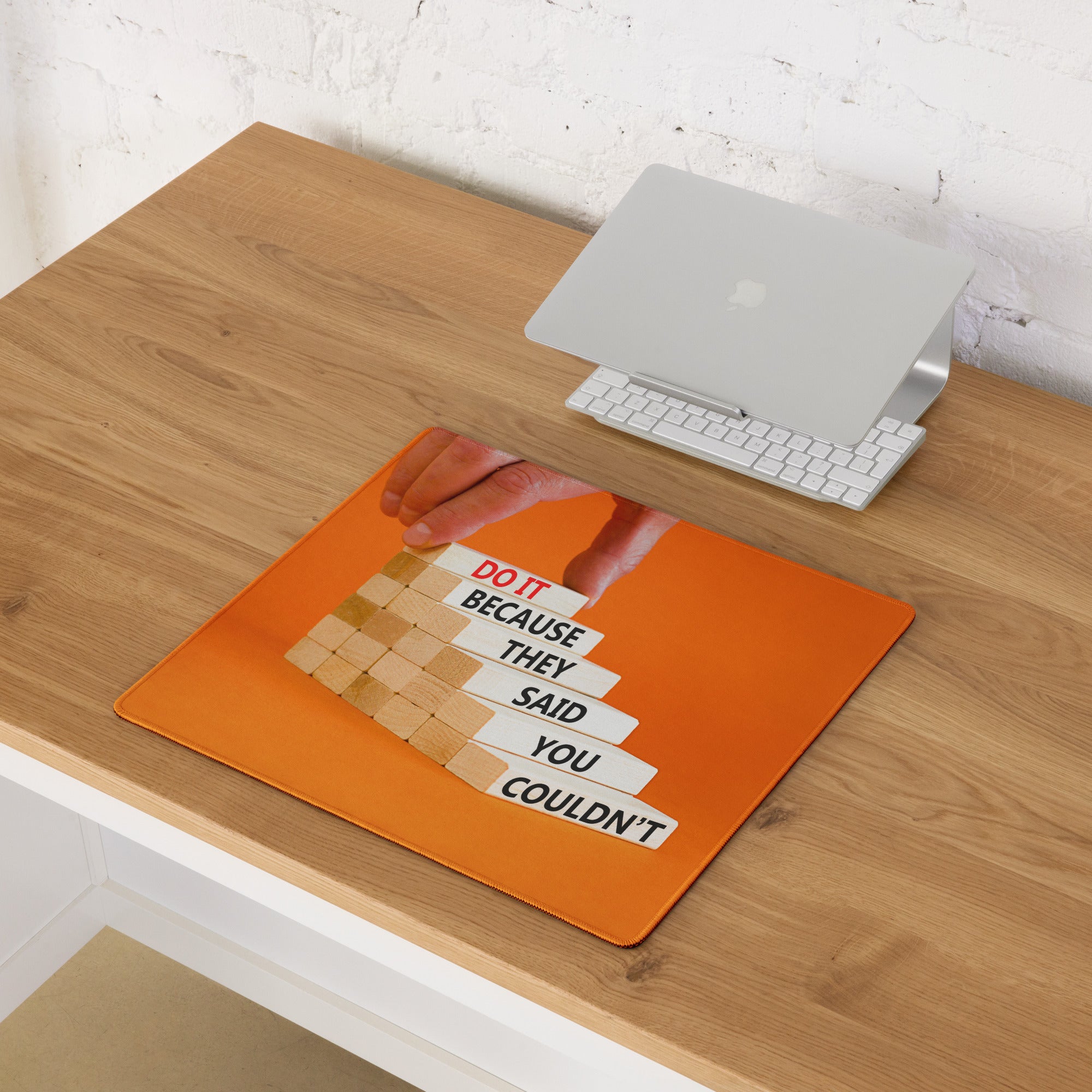 Motivational Orange Mouse Pad For Desk Office Setup For Gaming Large Size With Non Slip Backing Typography Style