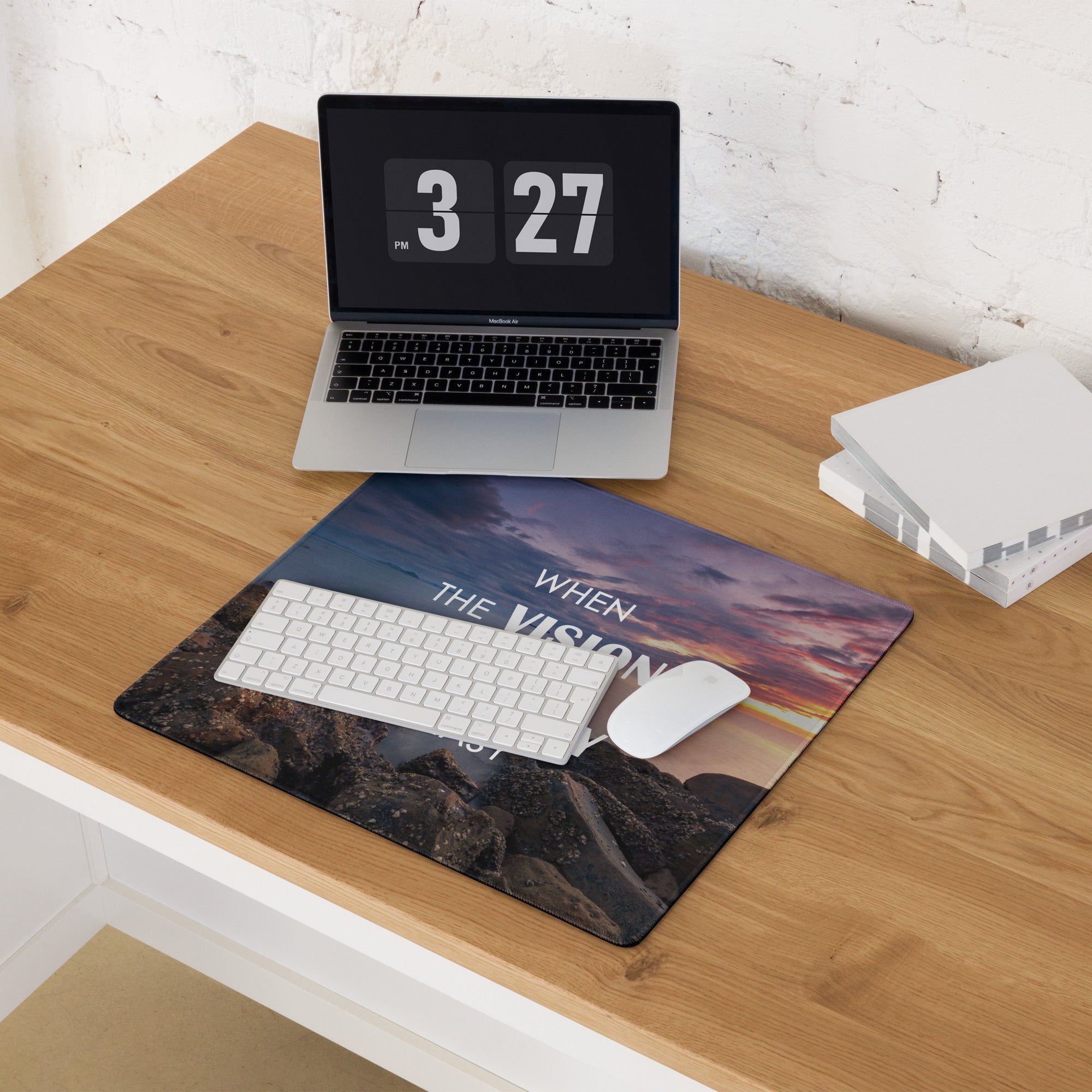 Motivational Gaming Mouse Pad Large Size With Sunset Purple Blue Colors For Desk Esports Non Slip Edge Stitch Mat