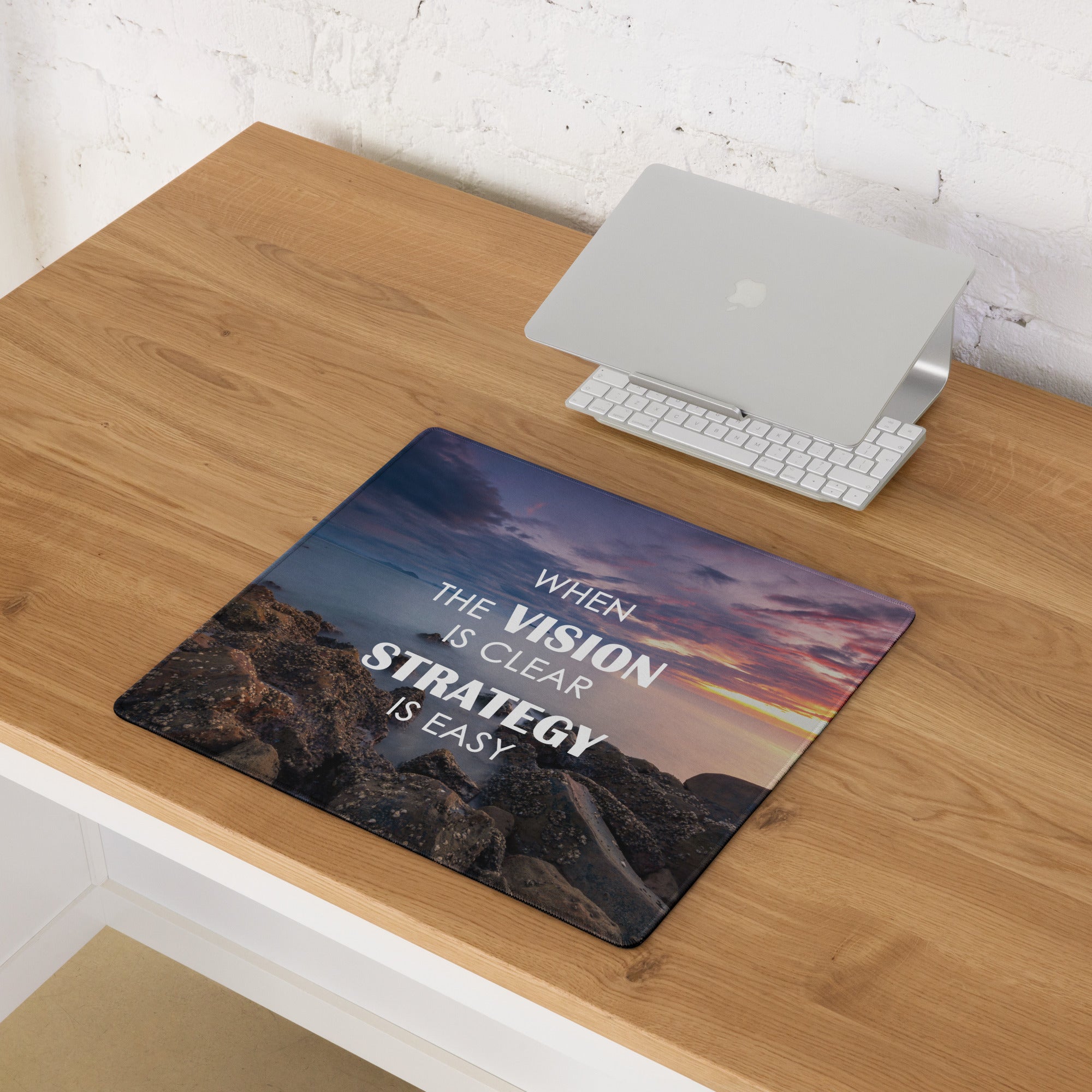 Motivational Gaming Mouse Pad Large Size With Sunset Purple Blue Colors For Desk Esports Non Slip Edge Stitch Mat