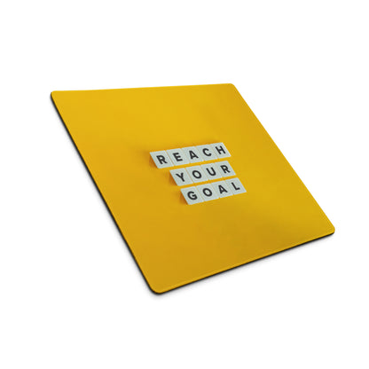 Motivational Yellow Mouse Pad for Desk Reach Your Goal Quote Large Non Slip Gaming Pad Modern Office Decor