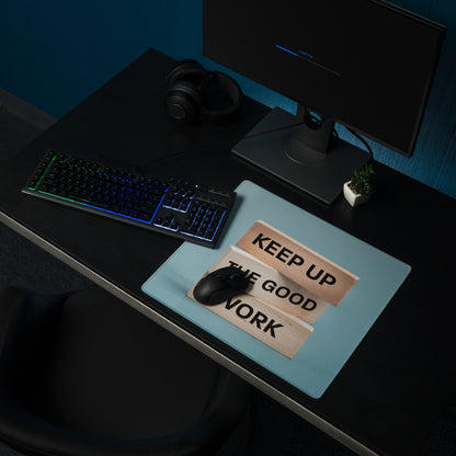 Mouse Pad Blue Desk Modern Motivational Wood Block Typography Art For Home Office And Gaming