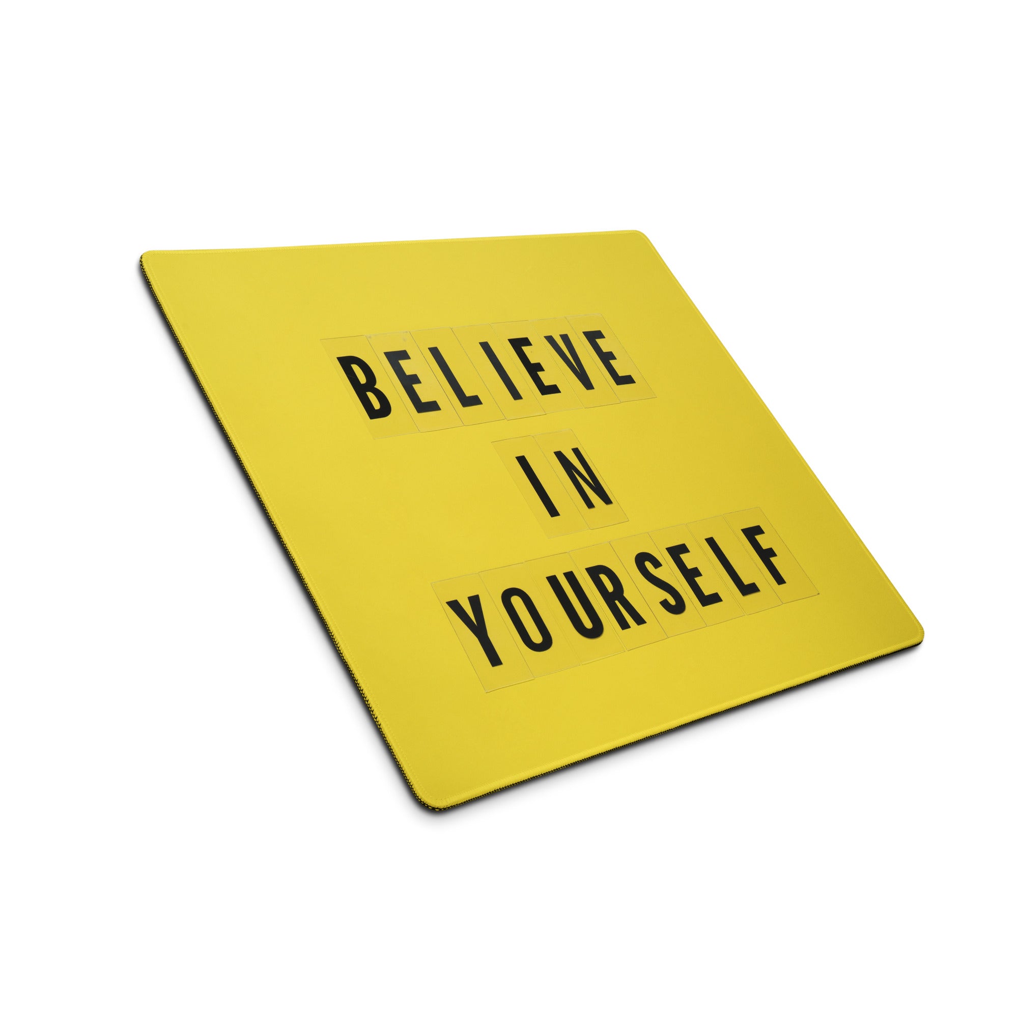 Motivational Yellow Mouse Pad For Desk Home Office Modern Typography Believe In Yourself