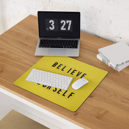 Motivational Yellow Mouse Pad For Desk Home Office Modern Typography Believe In Yourself