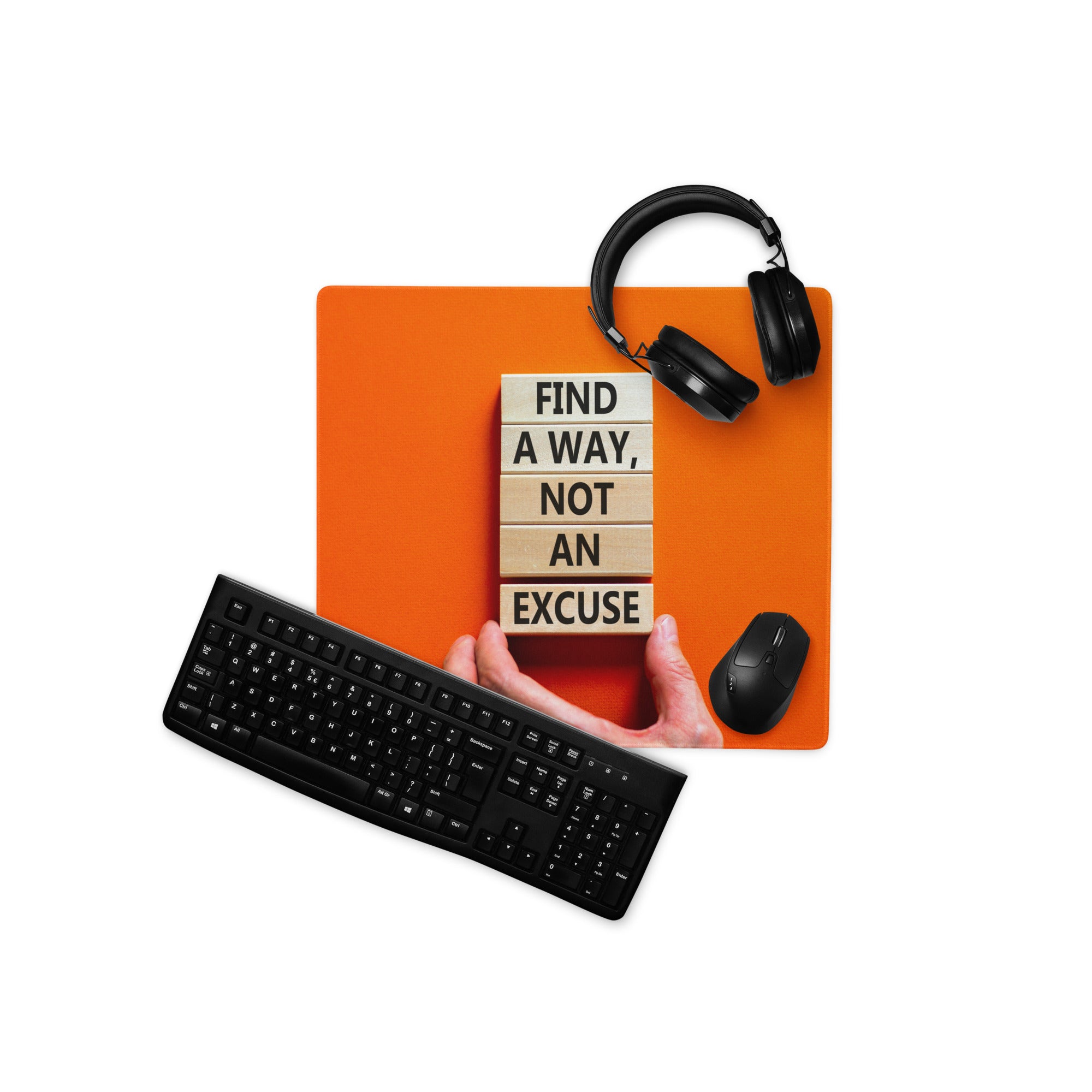 Orange Motivational Mouse Pad Gaming Desk Bold Modern Minimal Style Energetic Typography Desk Decor