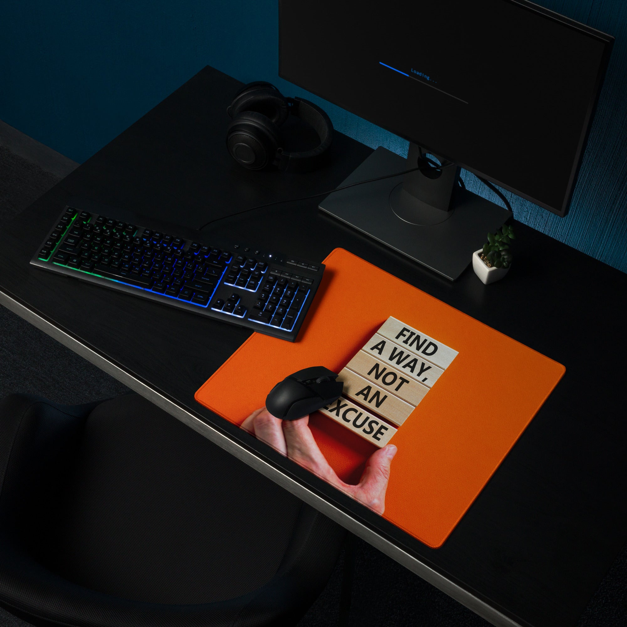 Orange Motivational Mouse Pad Gaming Desk Bold Modern Minimal Style Energetic Typography Desk Decor