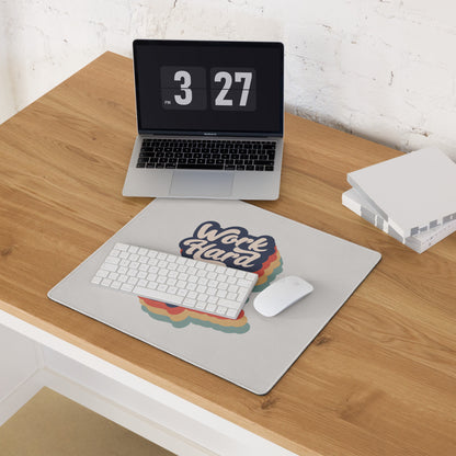 Motivational Rainbow Mouse Pad For Desk And Gaming Setup With Work Hard Stay Humble Retro Pop Art Style