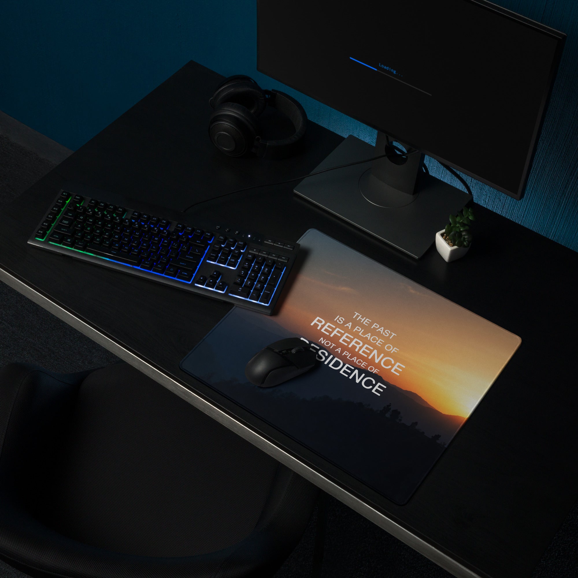 Sunset Gradient Mouse Pad For Desk Setup With Blue Orange Tones In Modern Minimalist Style Motivational Quote Print
