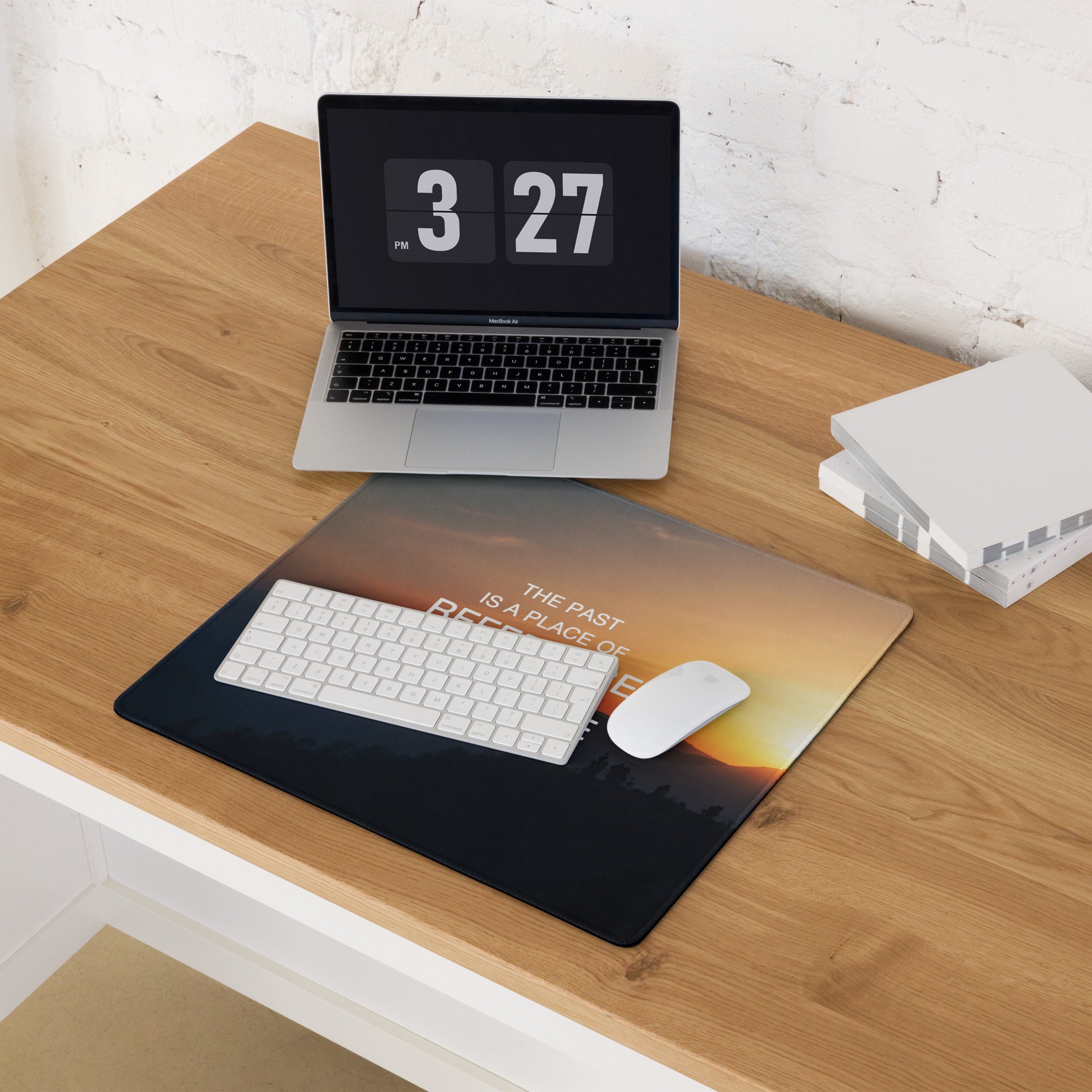 Sunset Gradient Mouse Pad For Desk Setup With Blue Orange Tones In Modern Minimalist Style Motivational Quote Print