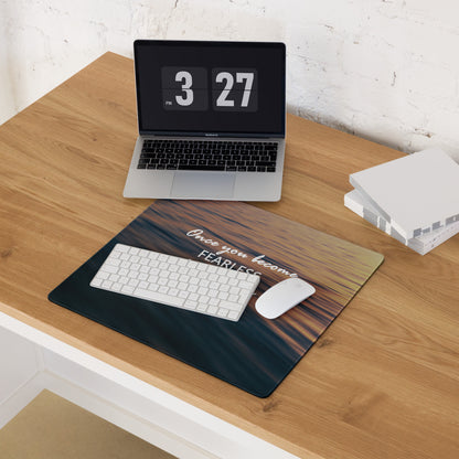 Motivational Mouse Pad Blue Orange Sunset Desk Accessory for Office Modern Typographic Quote Artwork