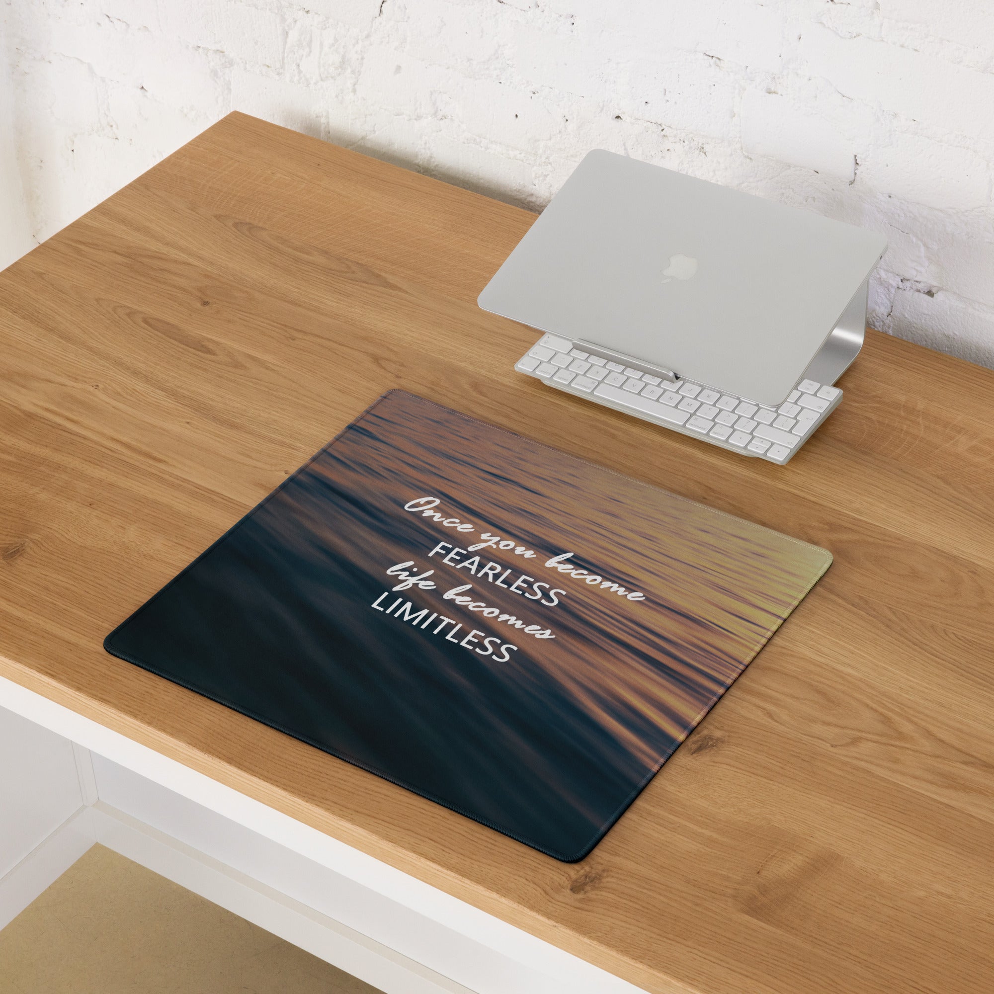 Motivational Mouse Pad Blue Orange Sunset Desk Accessory for Office Modern Typographic Quote Artwork