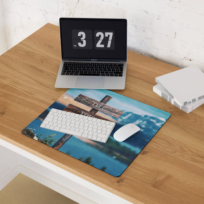 Motivational Quote Mouse Pad Blue Brown Rustic Desk For Home Office And Gaming Non Slip Surface Edge Stitching