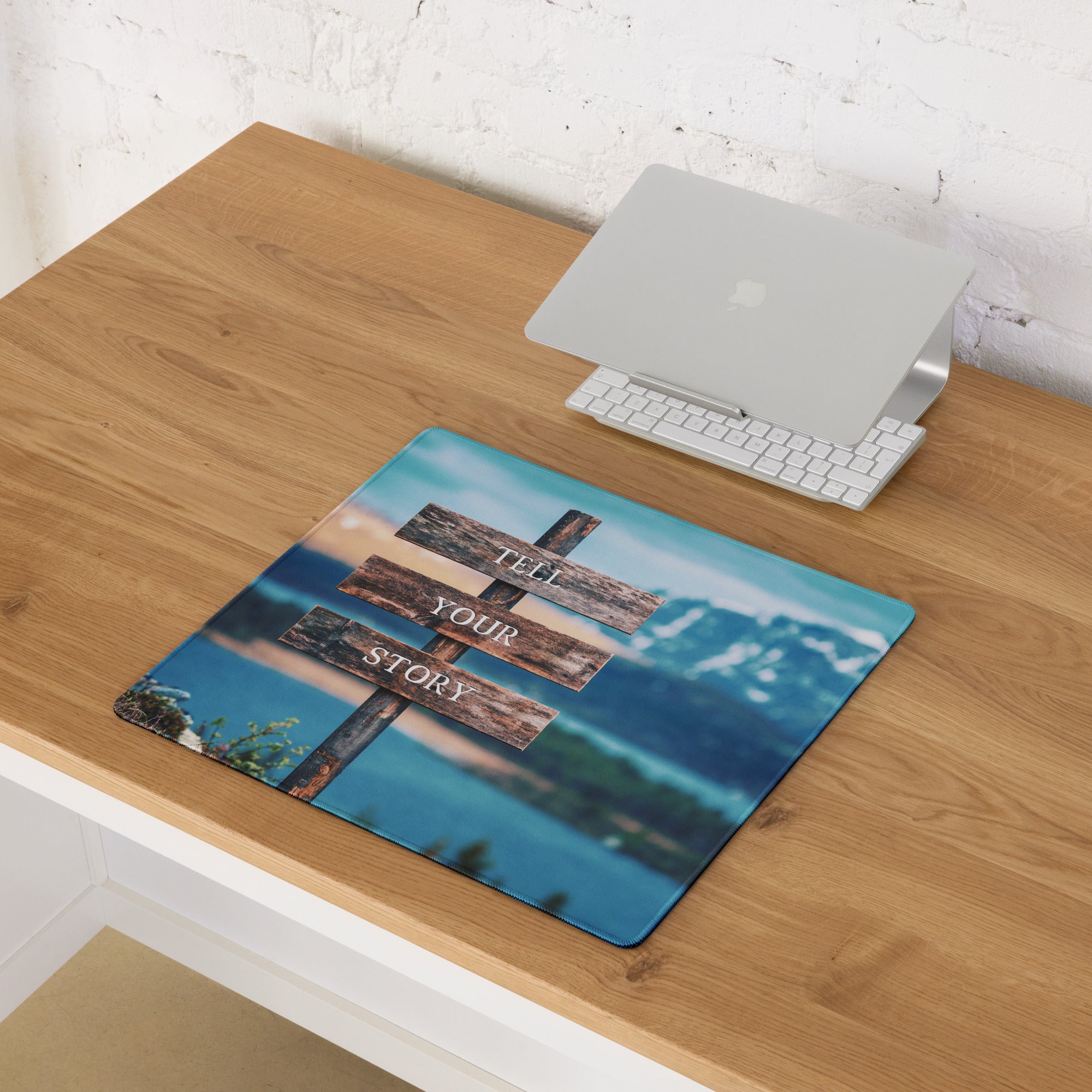 Motivational Quote Mouse Pad Blue Brown Rustic Desk For Home Office And Gaming Non Slip Surface Edge Stitching
