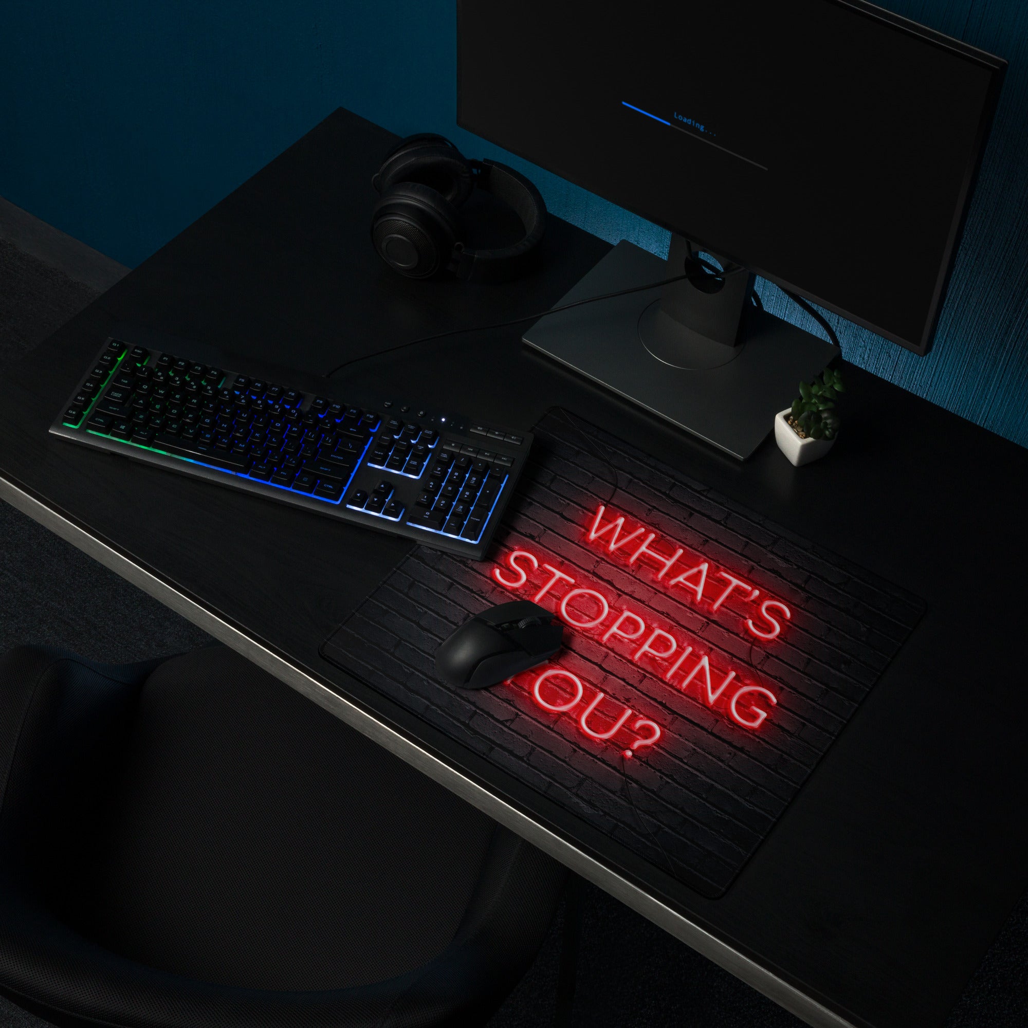 Motivational Neon Red Quote Mouse Pad For Desk - Black Brick Wall Neon Sign Style Inspiring Office Decor Gaming Setup