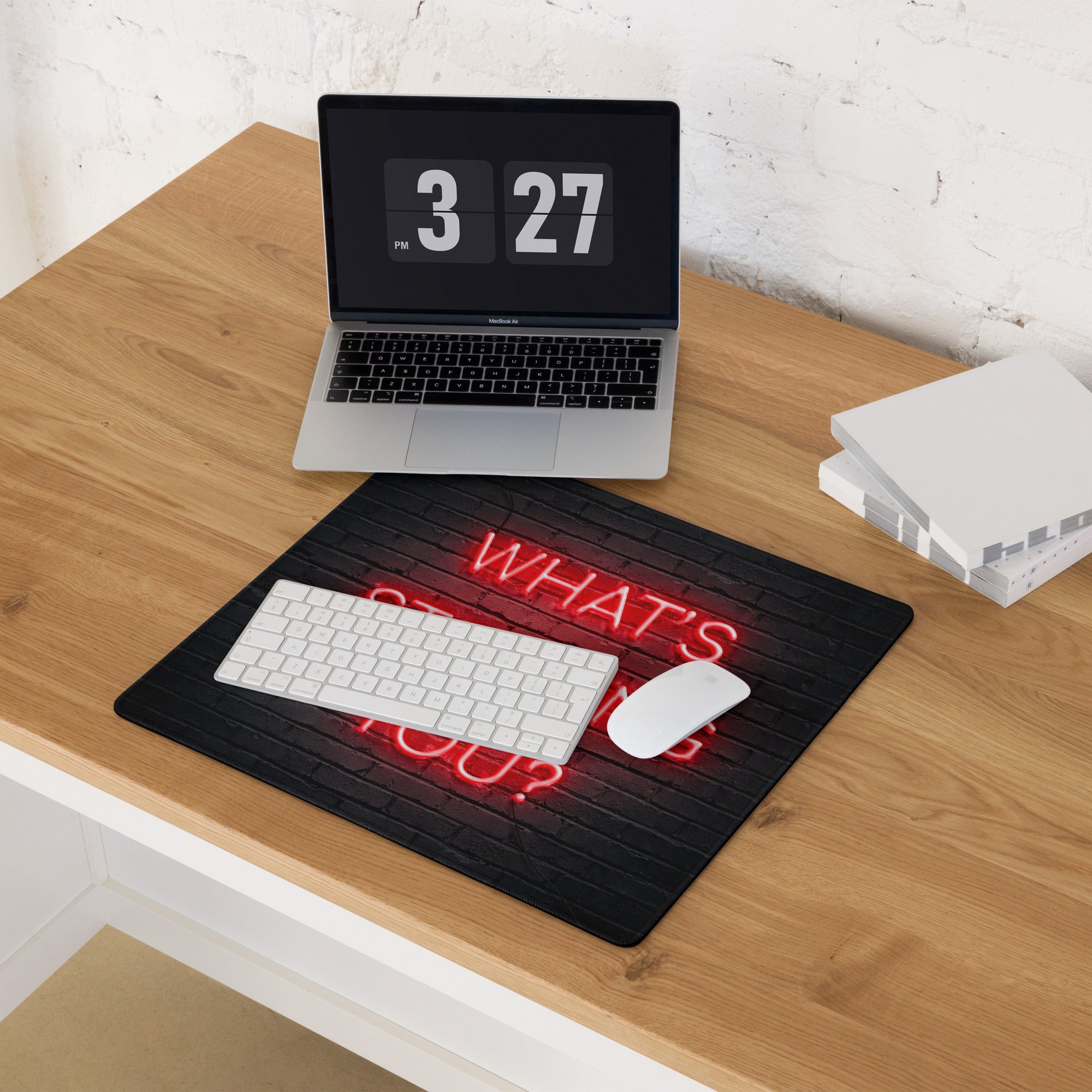 Motivational Neon Red Quote Mouse Pad For Desk - Black Brick Wall Neon Sign Style Inspiring Office Decor Gaming Setup