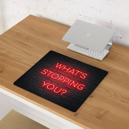Motivational Neon Red Quote Mouse Pad For Desk - Black Brick Wall Neon Sign Style Inspiring Office Decor Gaming Setup