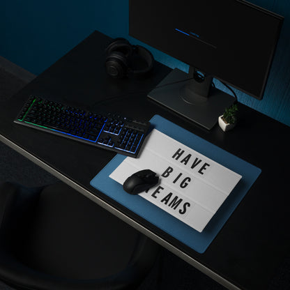 Blue Motivational Mouse Pad For Desk Setup Large Size Non Slip Surface Modern Office Decor Typography Art