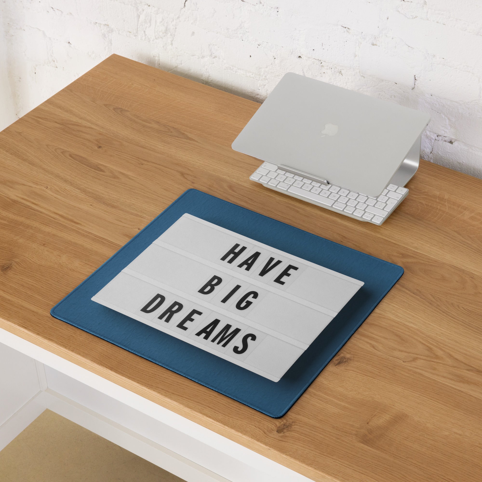 Blue Motivational Mouse Pad For Desk Setup Large Size Non Slip Surface Modern Office Decor Typography Art