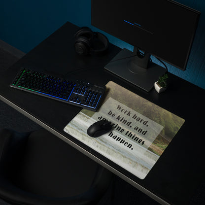 Motivational Mouse Pad Green Beige Typography Desk Mat For Gaming And Work Setup Modern Inspirational Office Decor