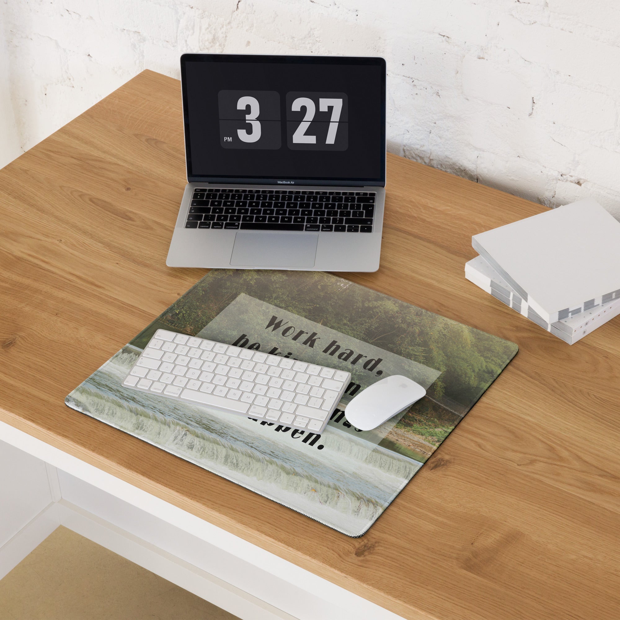 Motivational Mouse Pad Green Beige Typography Desk Mat For Gaming And Work Setup Modern Inspirational Office Decor