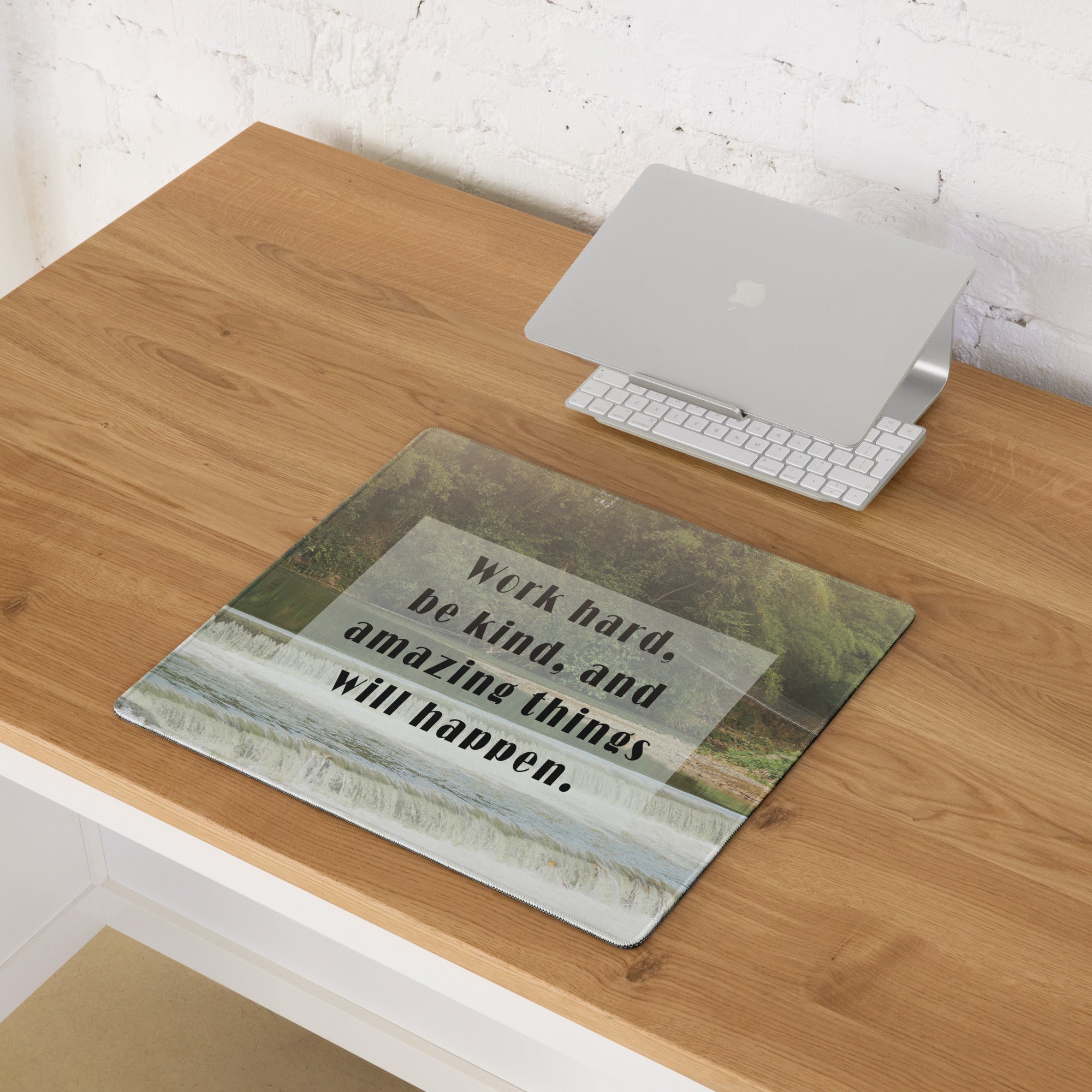 Motivational Mouse Pad Green Beige Typography Desk Mat For Gaming And Work Setup Modern Inspirational Office Decor