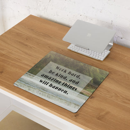 Motivational Mouse Pad Green Beige Typography Desk Mat For Gaming And Work Setup Modern Inspirational Office Decor