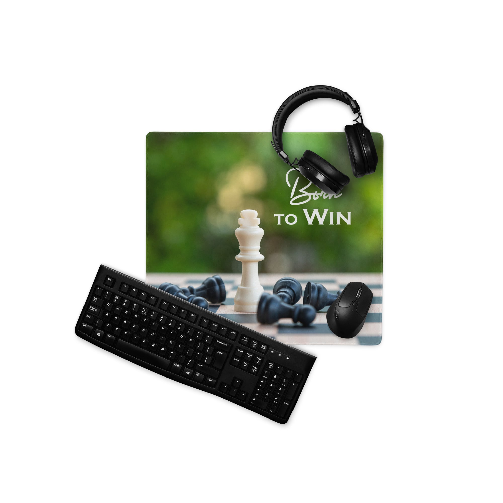 Chess Inspired Motivational Mouse Pad Green Background Desk Mat Office And Home Modern Style