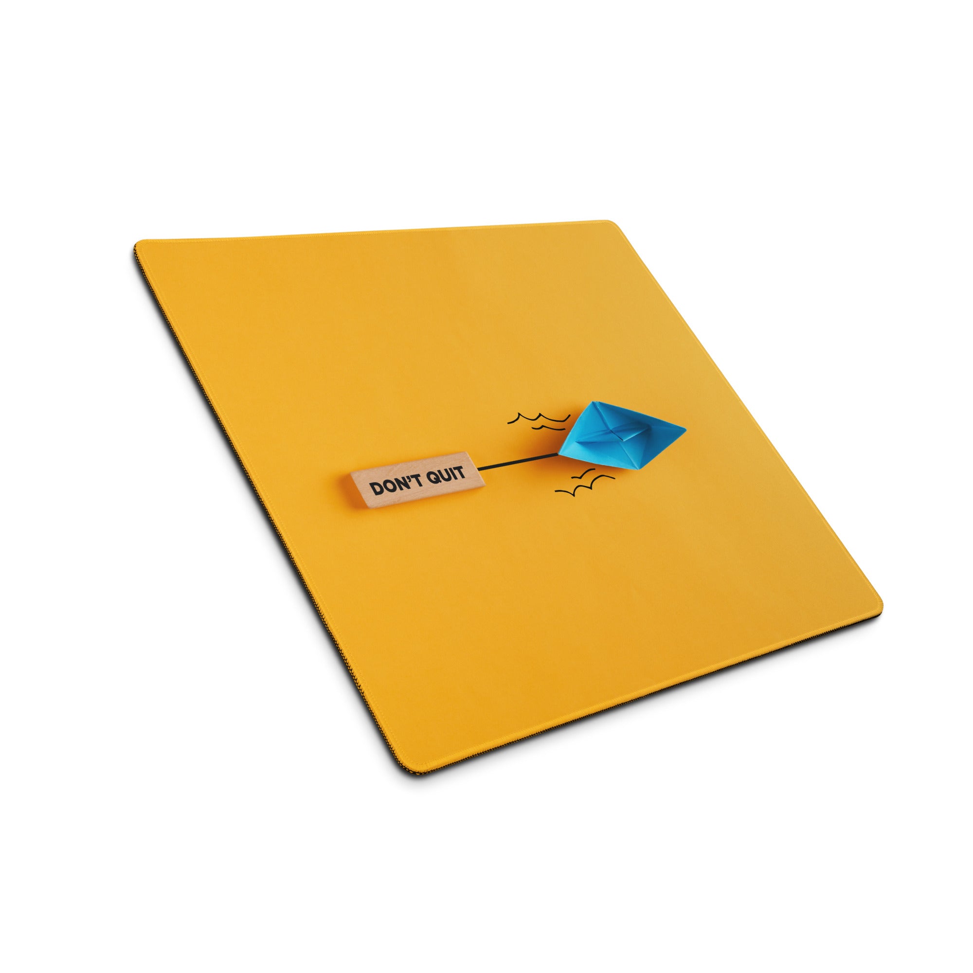 Motivational Mouse Pad Yellow Orange Desk Pad Office Modern Non Slip Large Mouse Pad Printed Blue Origami Boat