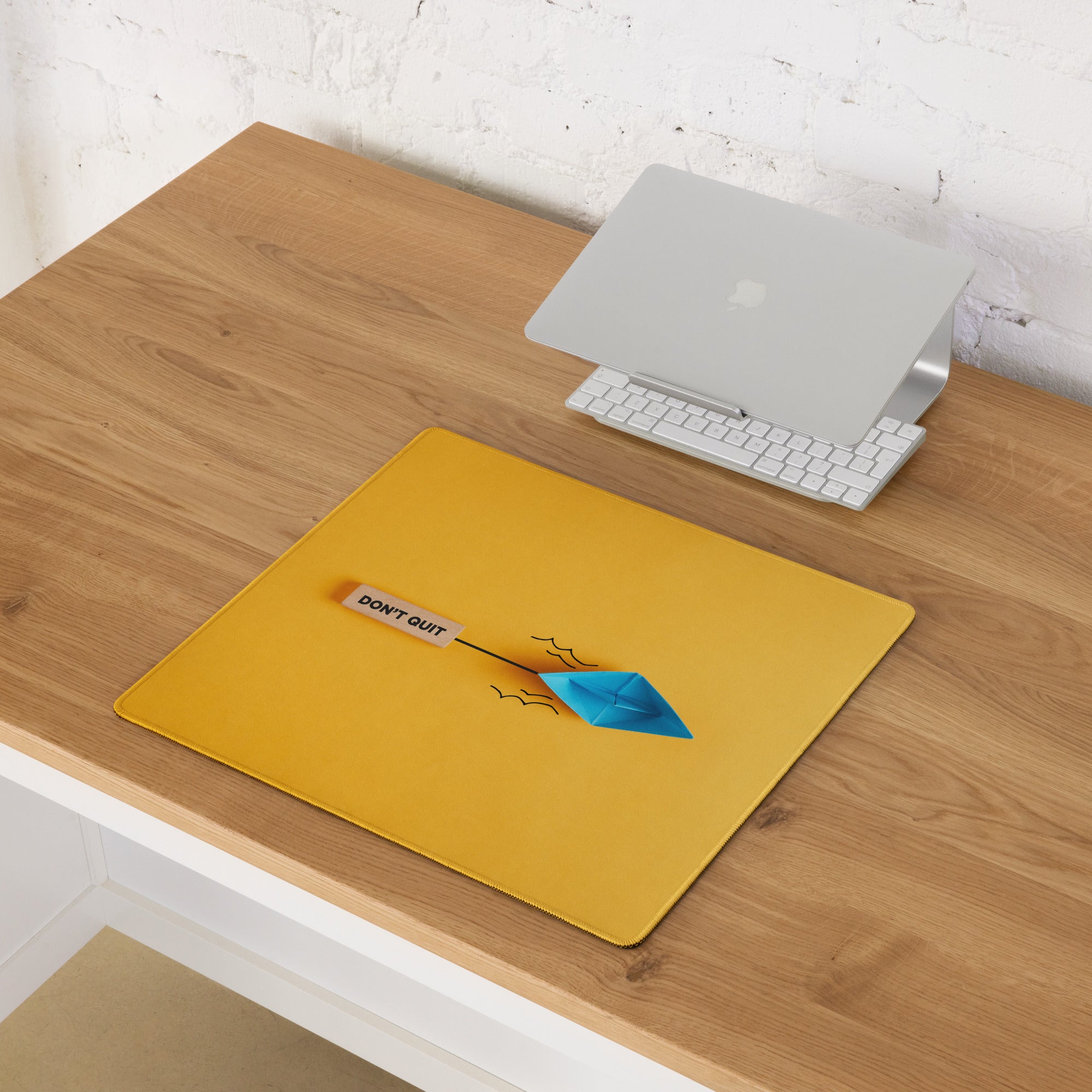 Motivational Mouse Pad Yellow Orange Desk Pad Office Modern Non Slip Large Mouse Pad Printed Blue Origami Boat