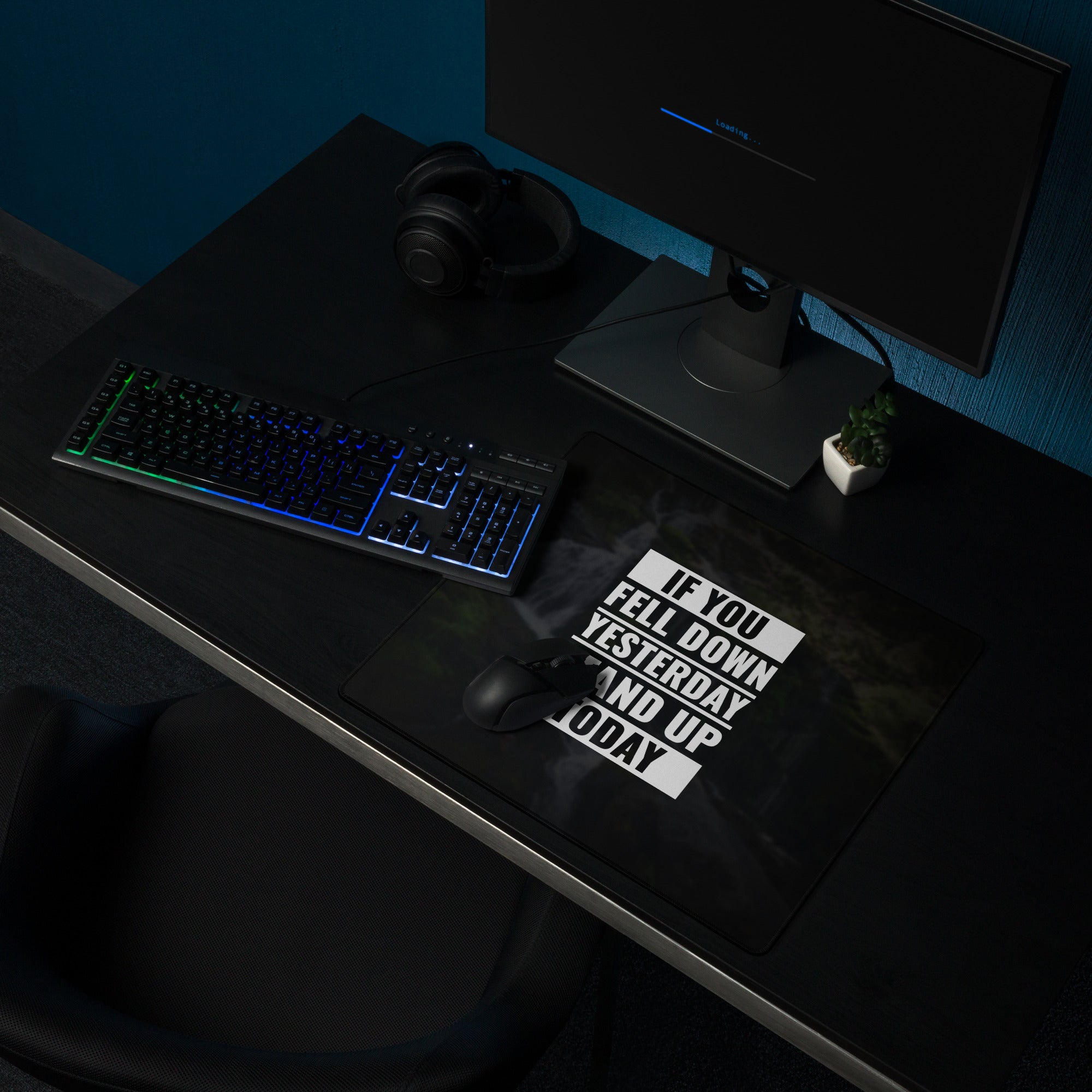 Motivational Quote Black White Desk Mouse Pad For Gaming Setup Modern Typography Inspiring Mood Minimalist