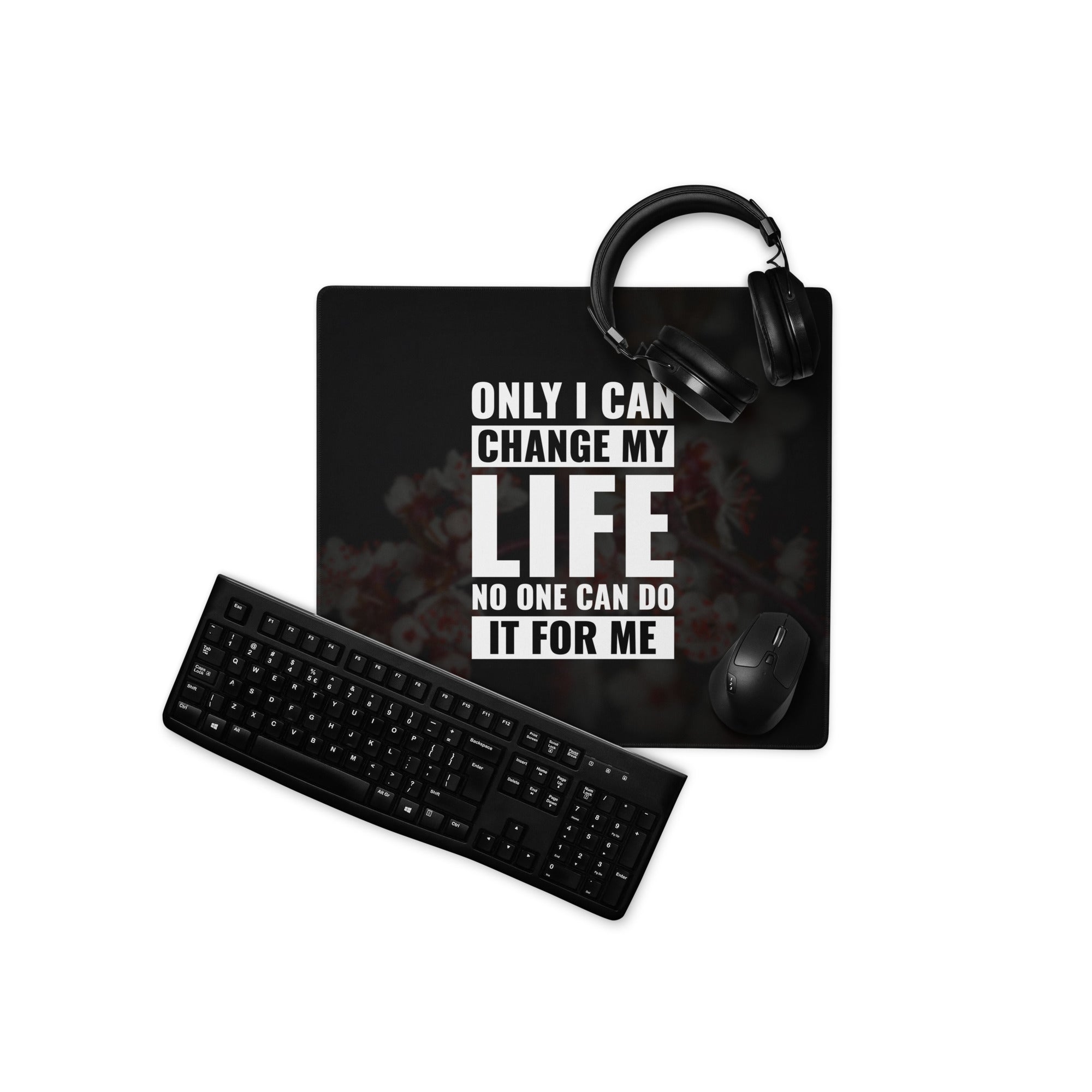 Motivational Quote Mouse Pad Black And White For Desk Office Modern Minimal Typography