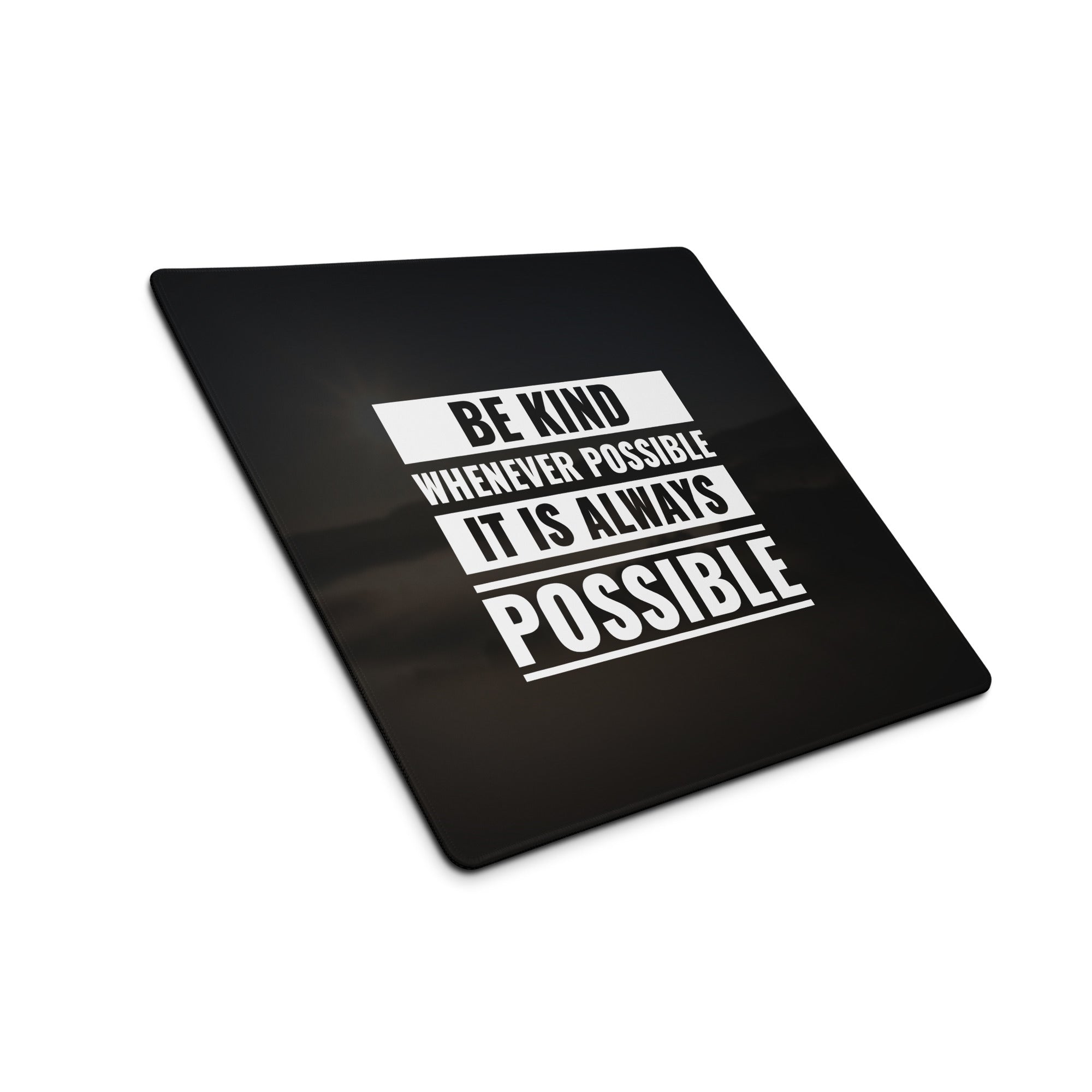 Be Kind Large Gaming Mouse Pad Black Desk Mat With Non Slip Surface Motivational Typography Office Decor
